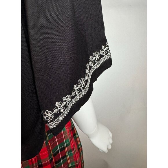 Sugar + Lips Black Embroidered Boho Top With Tassel Detail Large Rayon - Picture 5 of 16